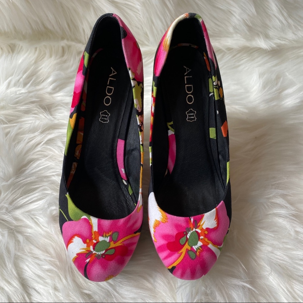 Aldo floral platform wedge